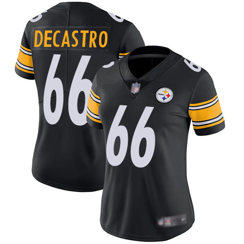 Women Pittsburgh Steelers Football #66 Limited Black David DeCastro Home Vapor Untouchable Nike NFL Jersey